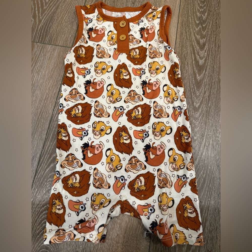 Lion King Themed Baby Romper bamboo soft animal kingdom Disney Sz 3‎